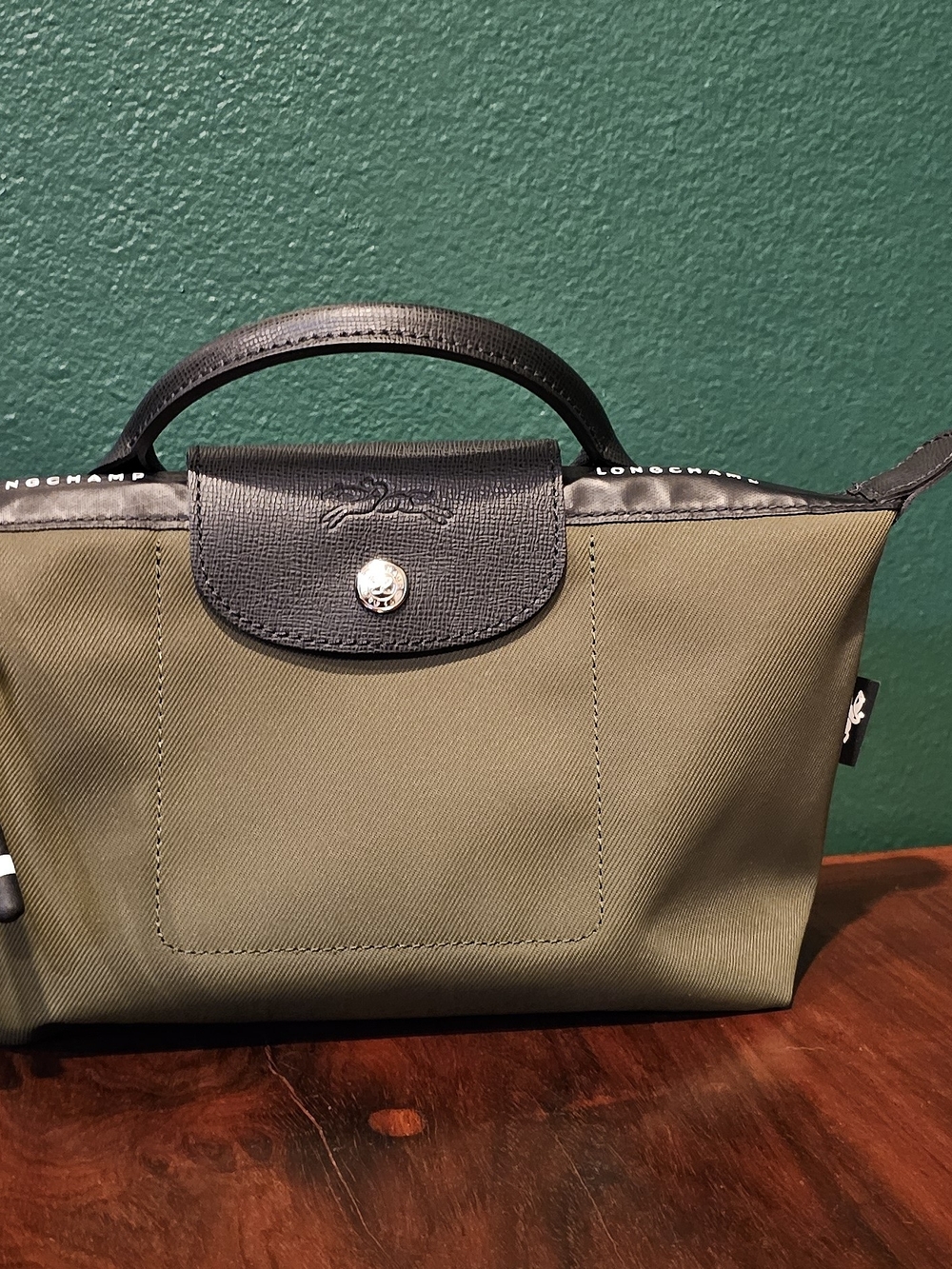 Longchamp Le Pliage Small Olive Green Nylon Top-Handle Bag